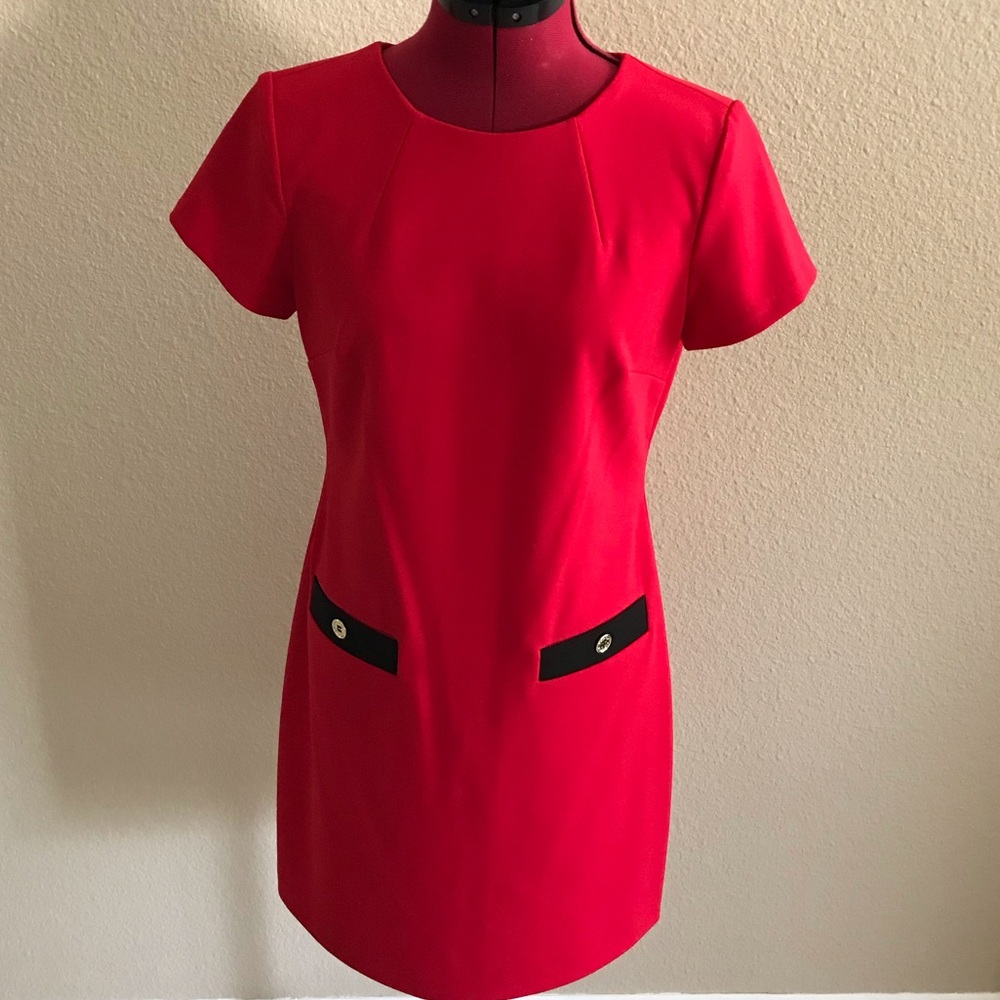 Tommy Hilfiger Vibrant Red Mini Dress with Black Details